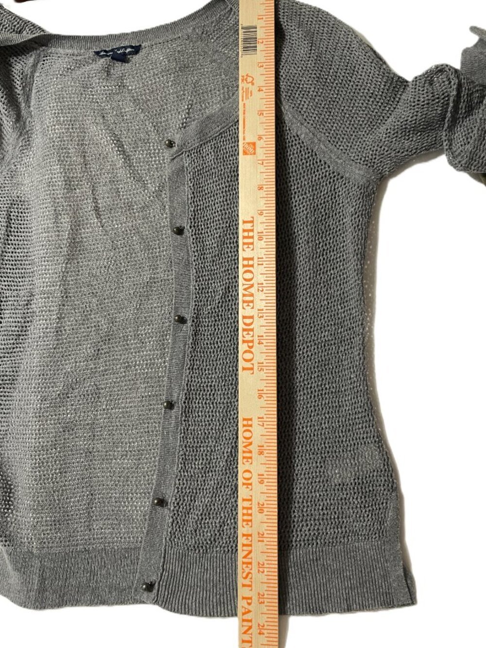 American Eagle Outfitter Gray Cardigan, Sheer with Small Round Buttons, Size L - Picture 9 of 9